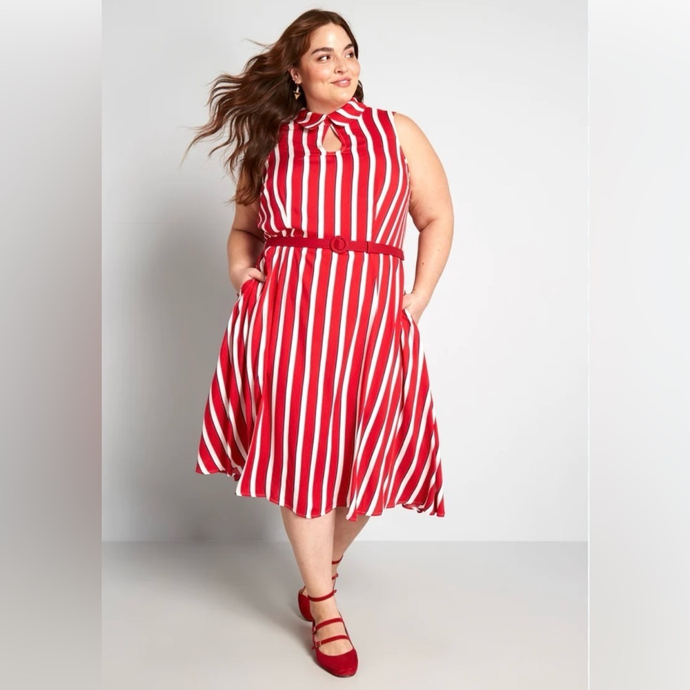 MODCLOTH X COLLECTIF NWT Posh Your Luck A-Line Peter Pan Stripe Party Midi 20